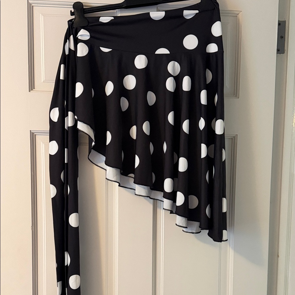 Lioness Black and White Polka Dot Asymmetrical Wrap Skirt - Picture 3 of 4